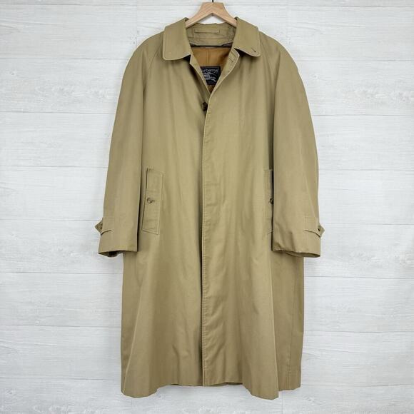 Vintage Burberrys of London Trench Coat Men Size 44 R Khaki with Wool Vest Liner - Picture 1 of 16